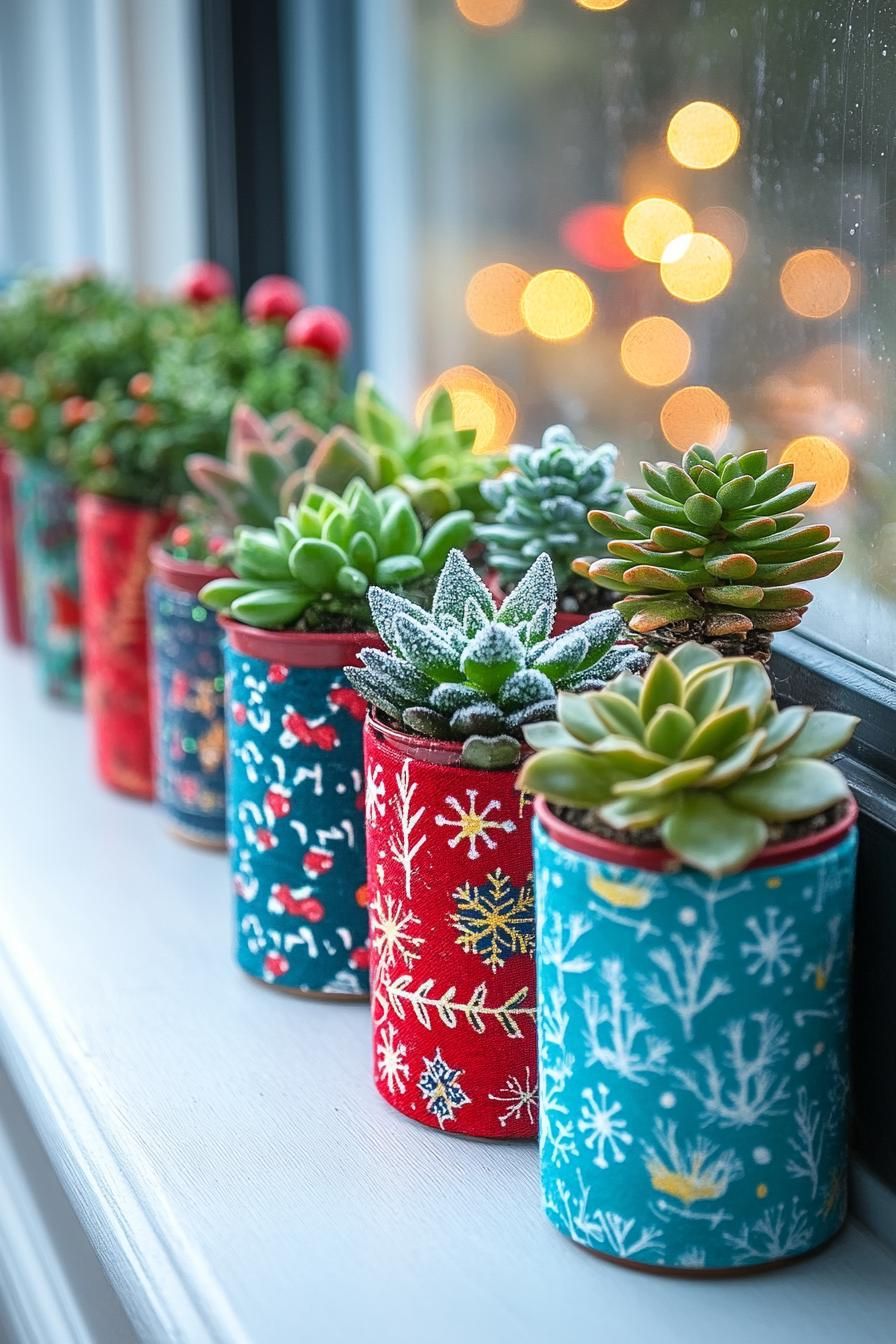 8. Festive Wrapped Succulents Section