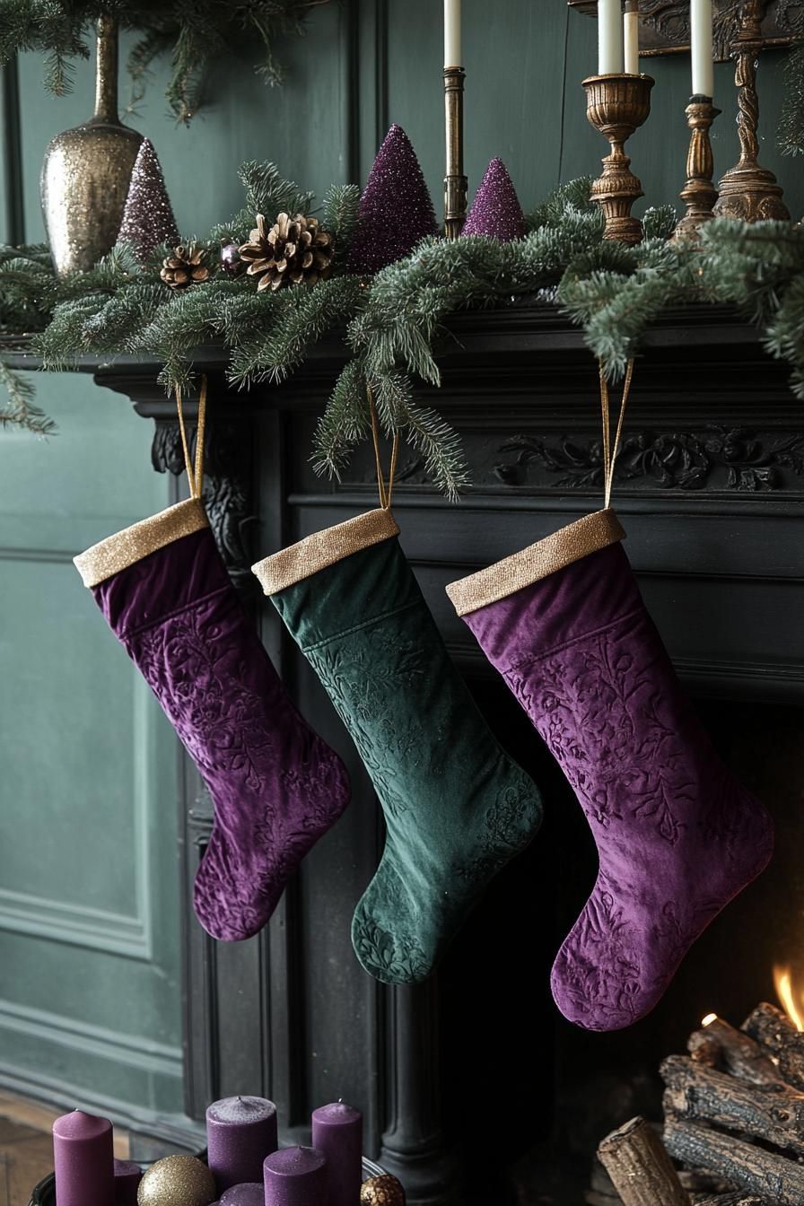 4. Jewel-Tone Velvet Christmas Stockings