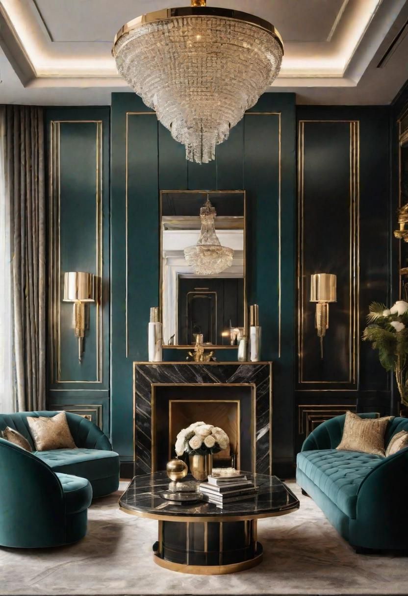 35. Glamorous Art Deco Living Room Style