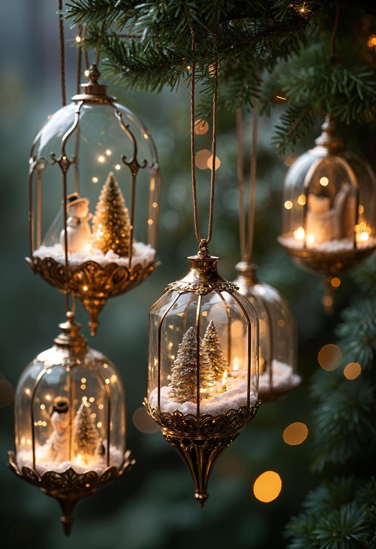 2. Festive Terrarium Ornaments: Glitzy Scenes