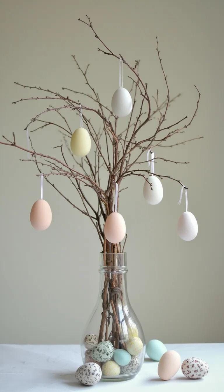 15. Twig And Hanging Egg Spring Display