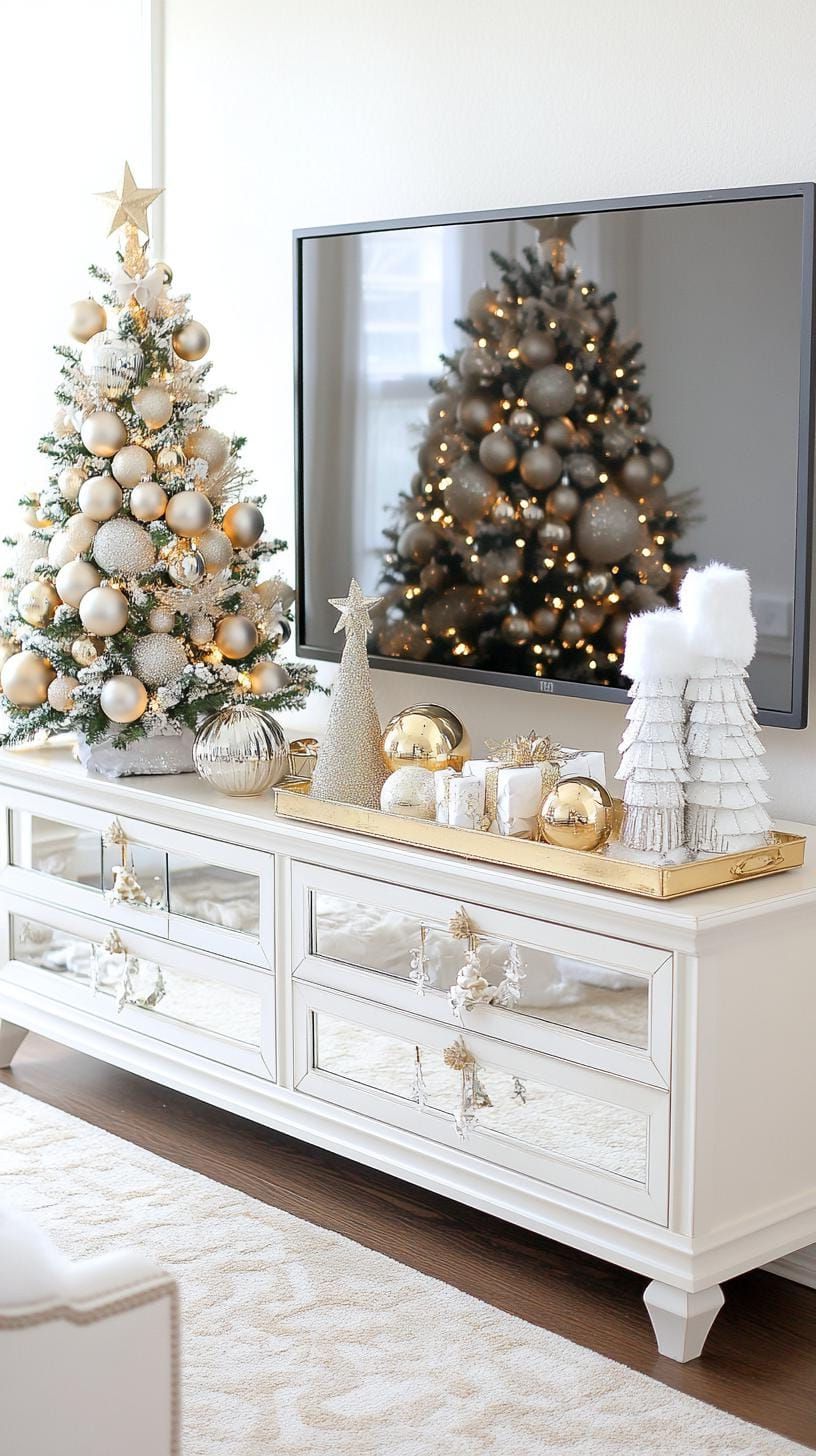 16. Glam TV stand with gold tree and mercury glass - photo 2