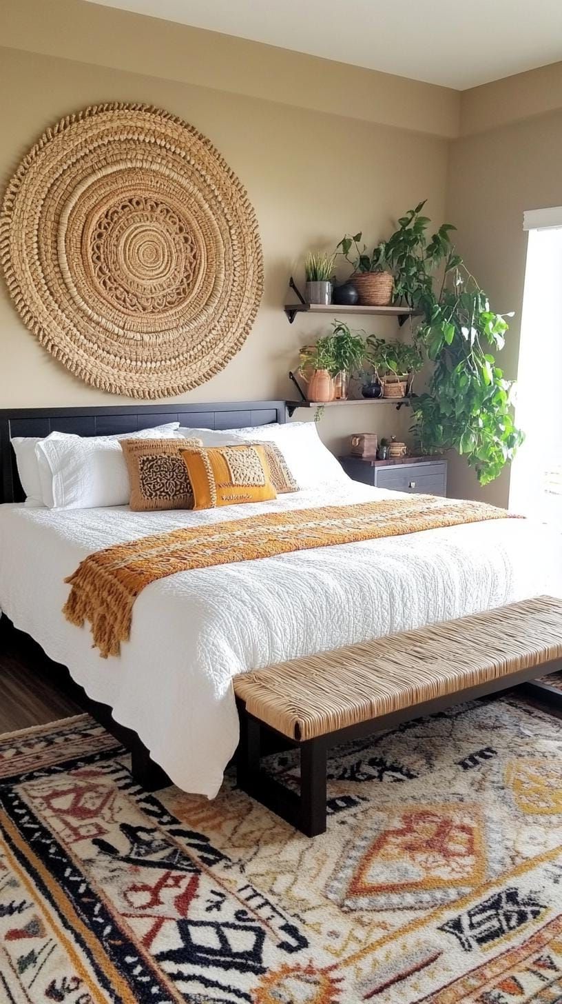 2. Boho style with woven hangings and greenery - photo 2