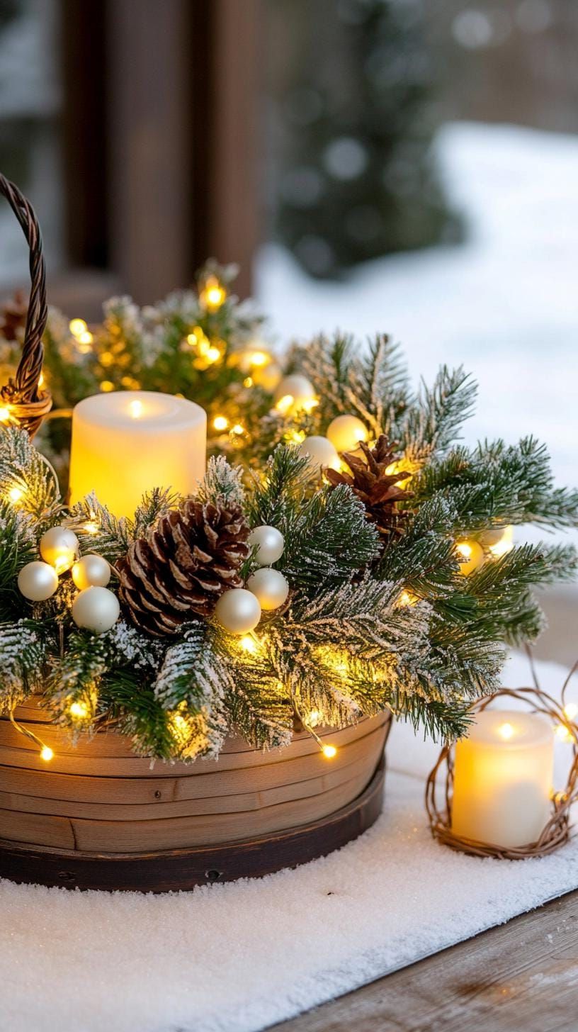 1. Evergreen Wreaths Lit With Fairy Lights - photo 2