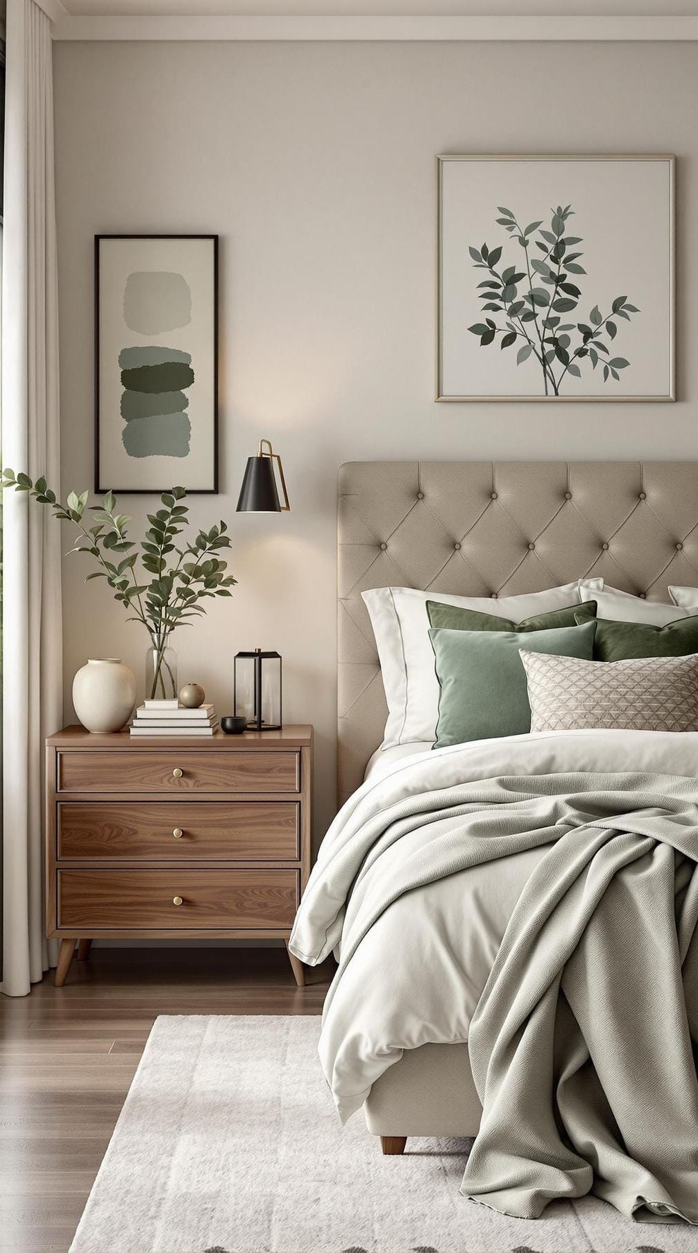 24. Neutral Bedroom Base Highlighted with Smokey Sage Green - photo 2