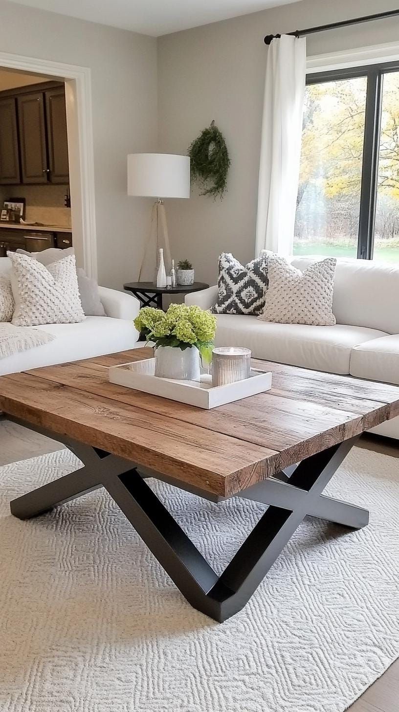 7. Reclaimed Wood Table with Geometric Metal Legs - photo 2