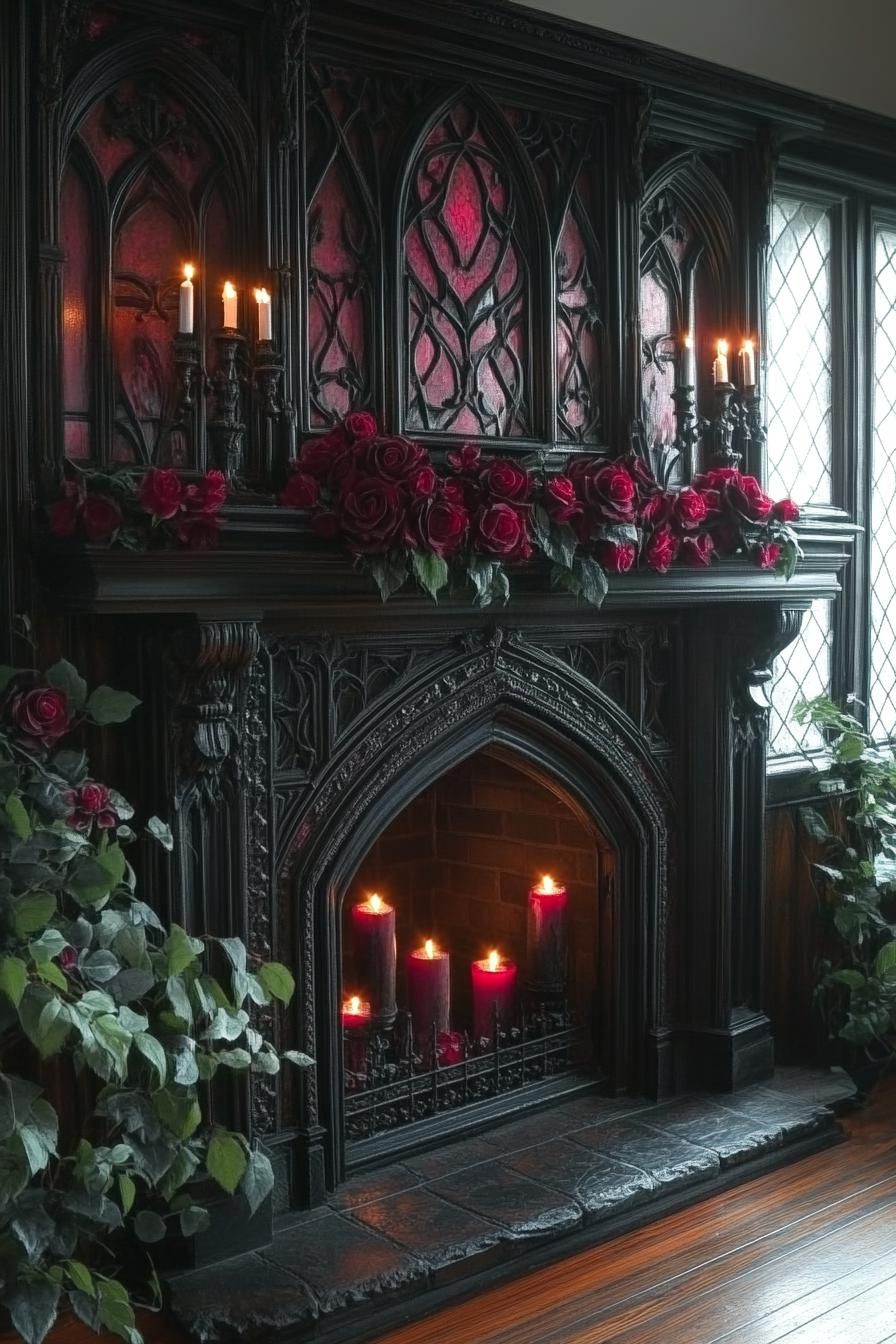 7. Gothic Christmas Mantel Styling - photo 3