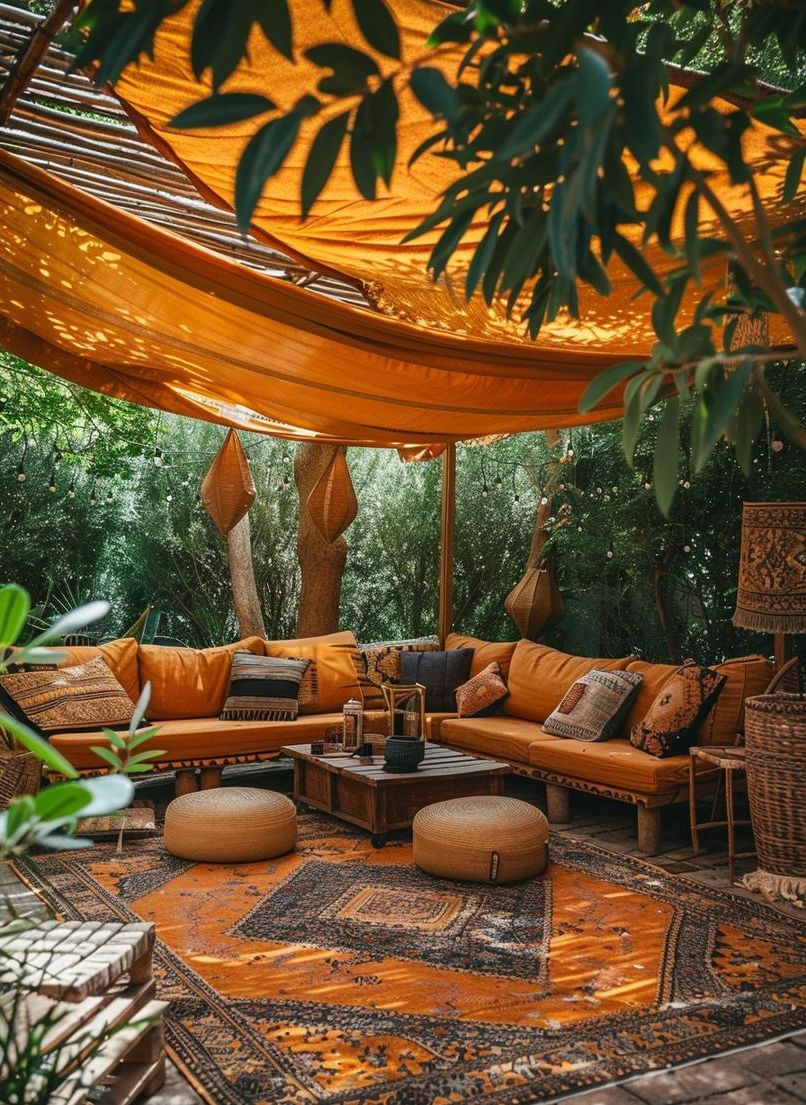 2. Boho Patio Canopy Retreat