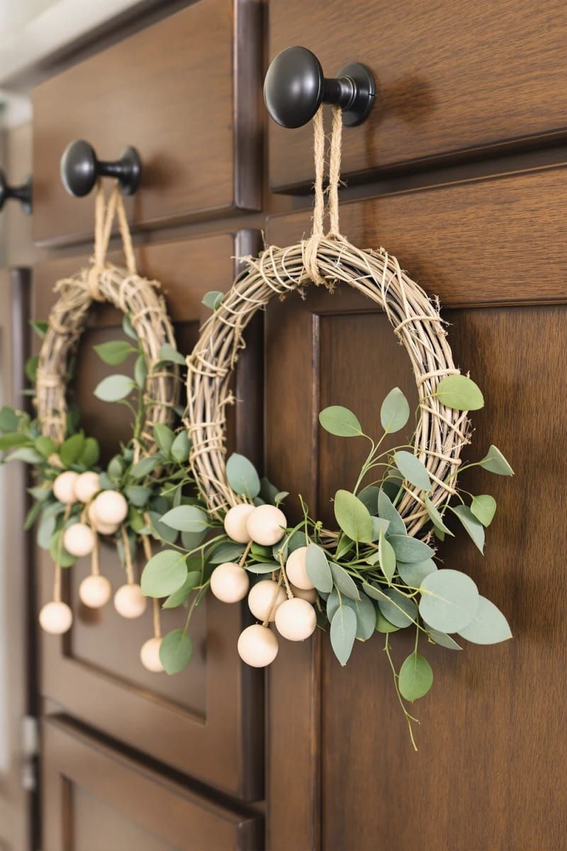 5. Rustic Mini Wreaths with Eucalyptus and Beads - photo 2