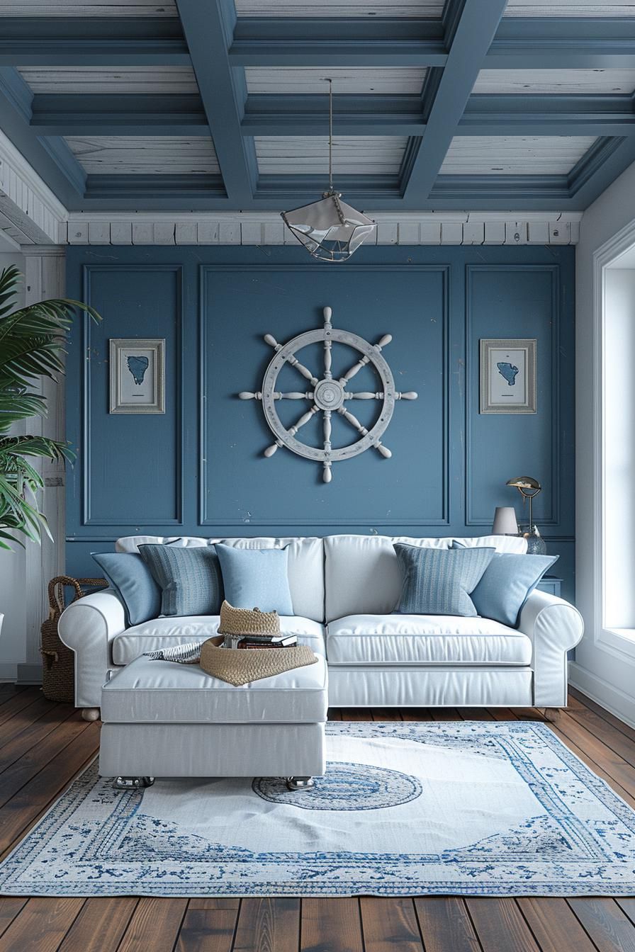 1. Contemporary Nautical Living Room Blend