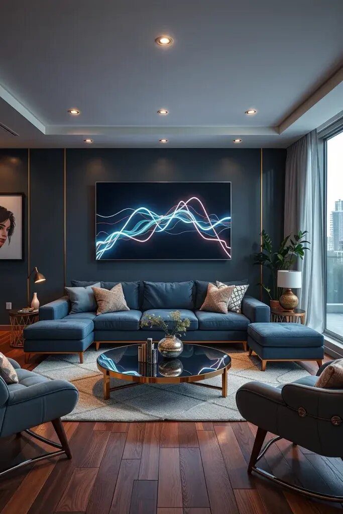 25. Add Custom LED Line Art for a Modern Edge