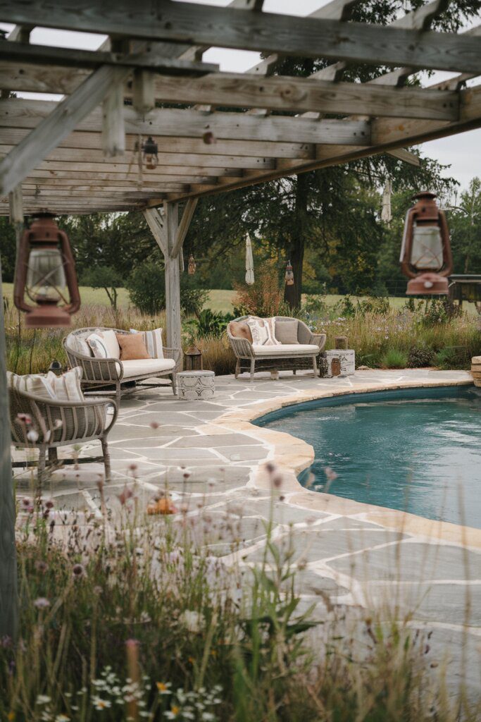 7. Rustic Country Poolside Charm
