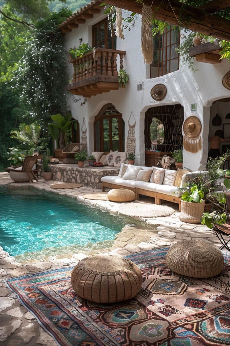 18. Boho-Inspired Flagstone Patio Lounge