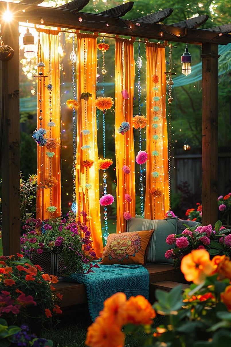 16. Funky Beaded Garden Entrance Nook