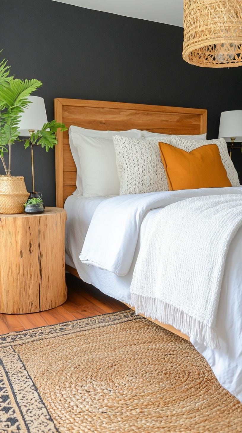 13. Wood Nightstands Styled With Plants And Earthy Decor - photo 3
