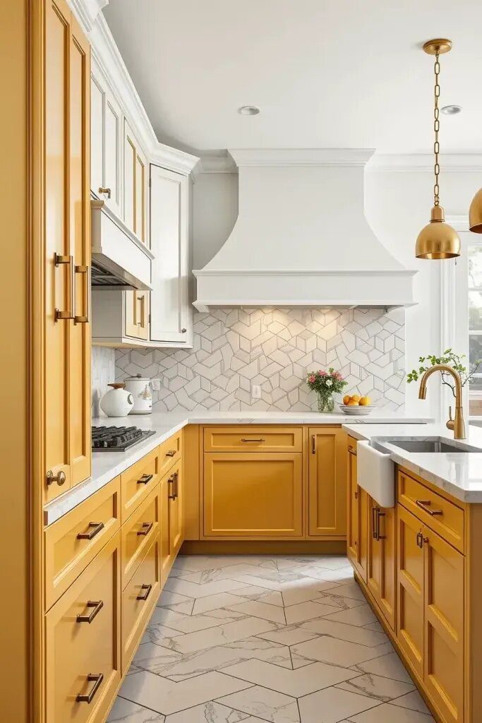 Yellow and White Cabinet Combinations