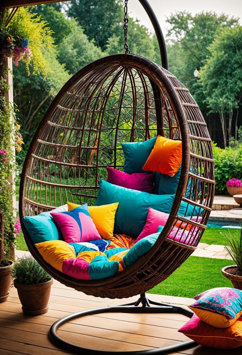 4. Colorful Boho Patio Egg Chair - photo 2
