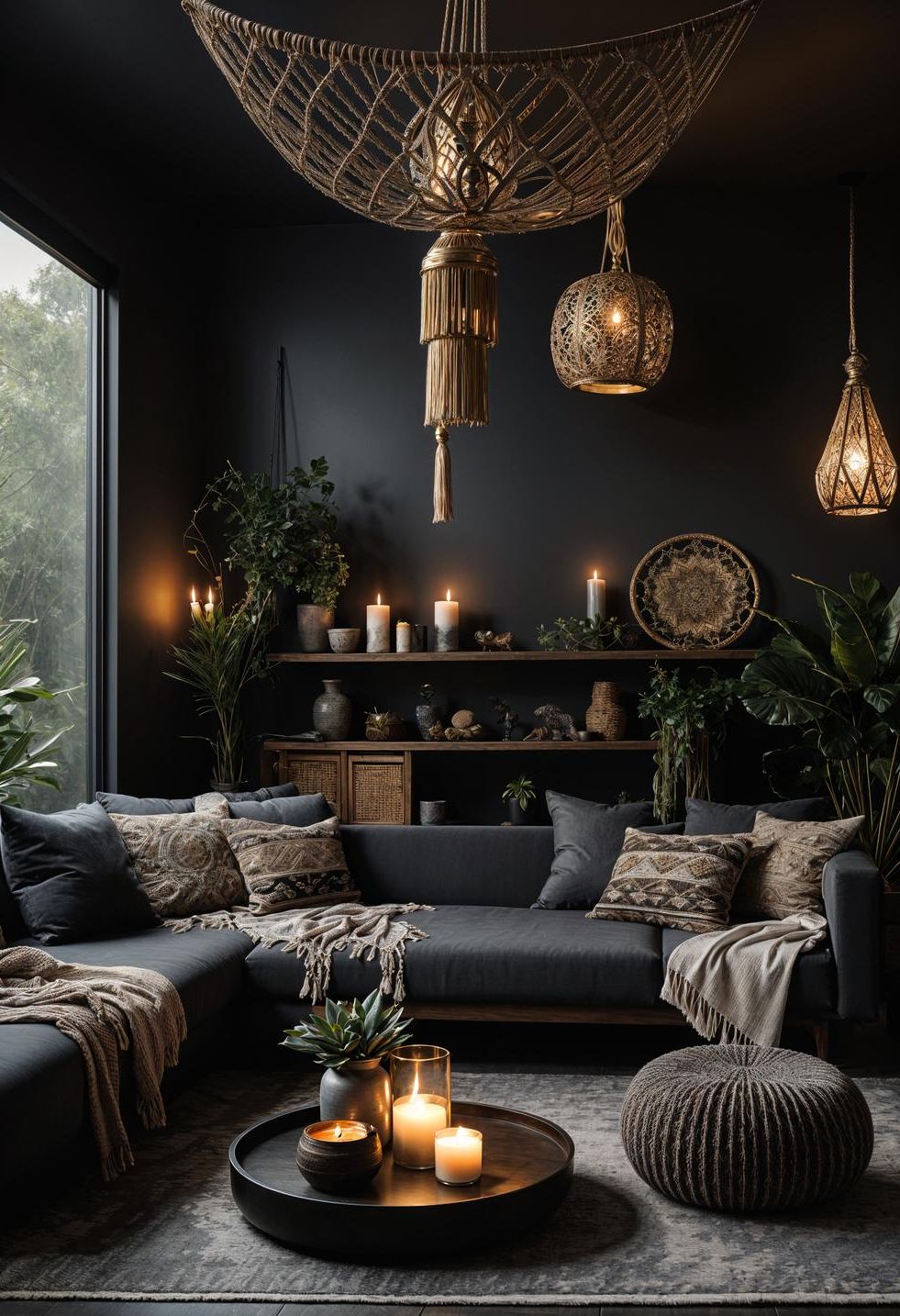 25. Twilight-Themed Boho Living Space
