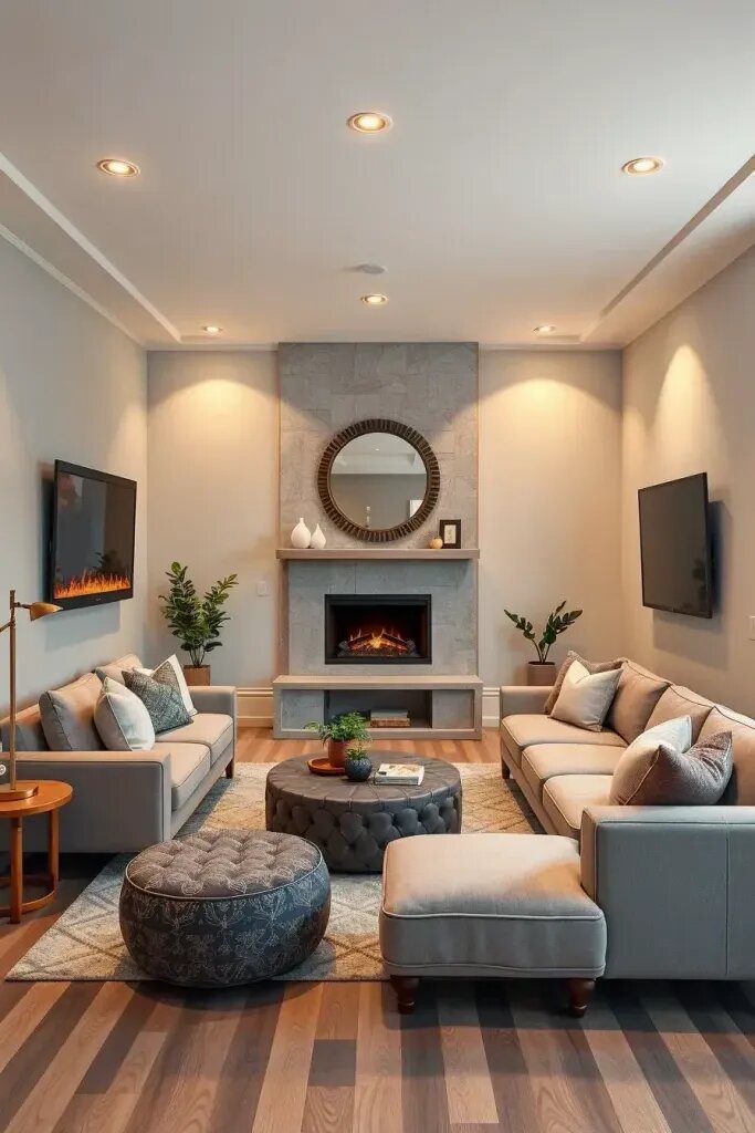 Centering A Small Living Room Around TV And Fireplace