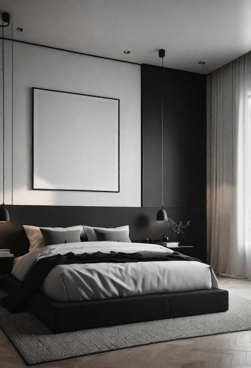 14. Sleek Black Minimalist Bedroom