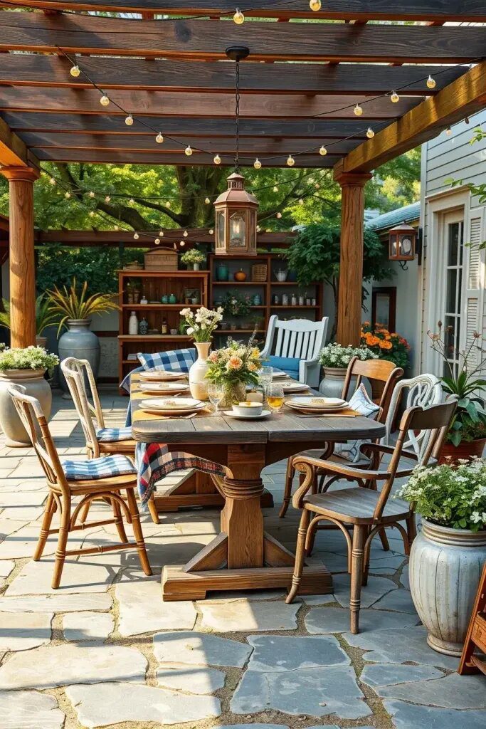 Vintage Farmhouse Charm For Outdoor Dining
