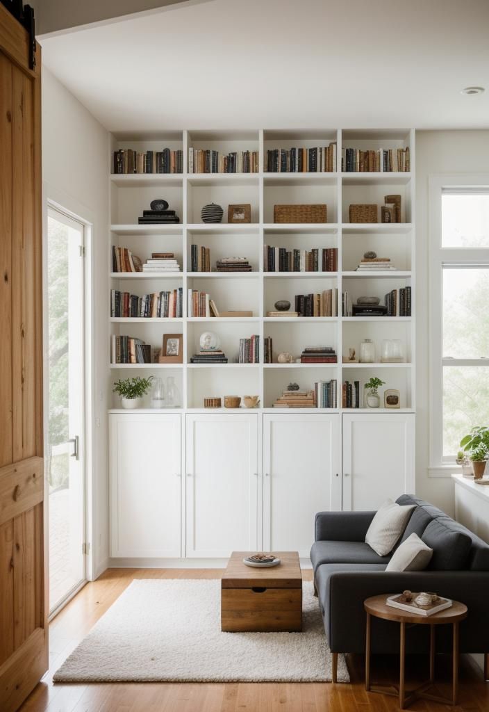 11. Minimalist Shelving with Sliding Barn Doors - photo 2