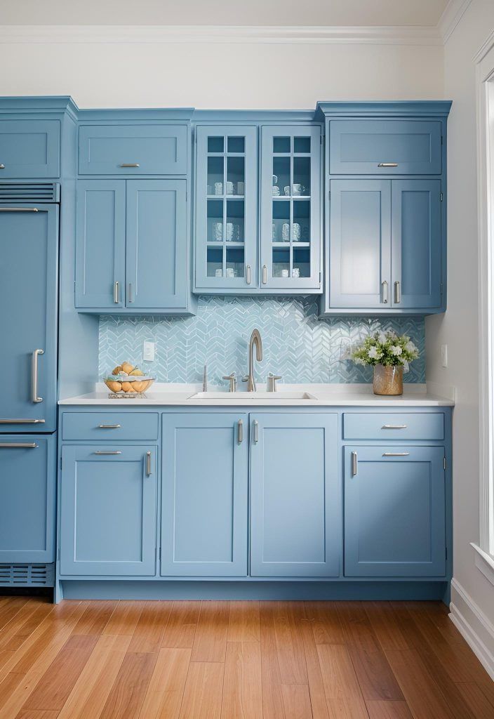 18. Periwinkle Kitchen Cabinets Done Well