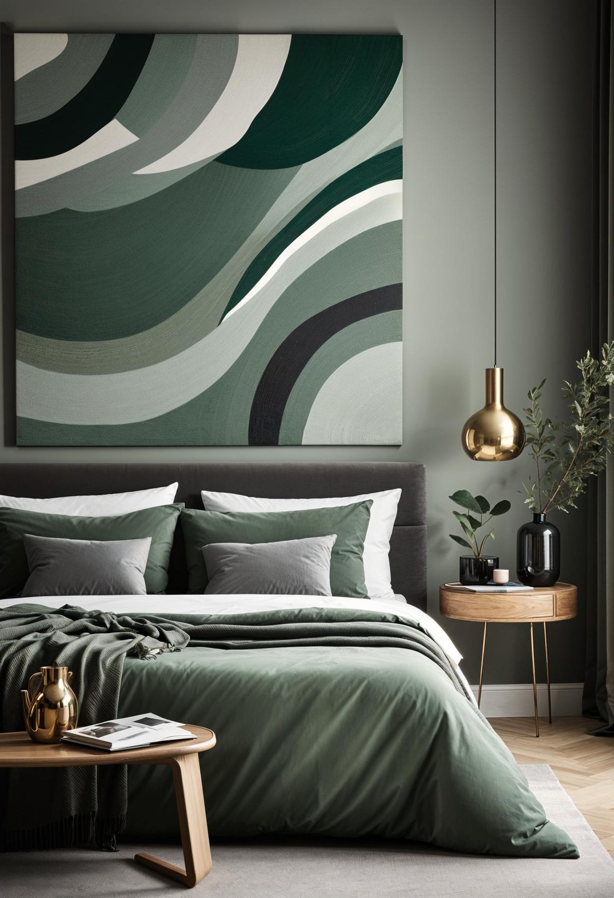 8. Abstract Art in Sage and Grey