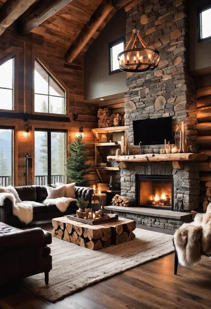 41. Cozy Cabin-Chic Living Room Ideas