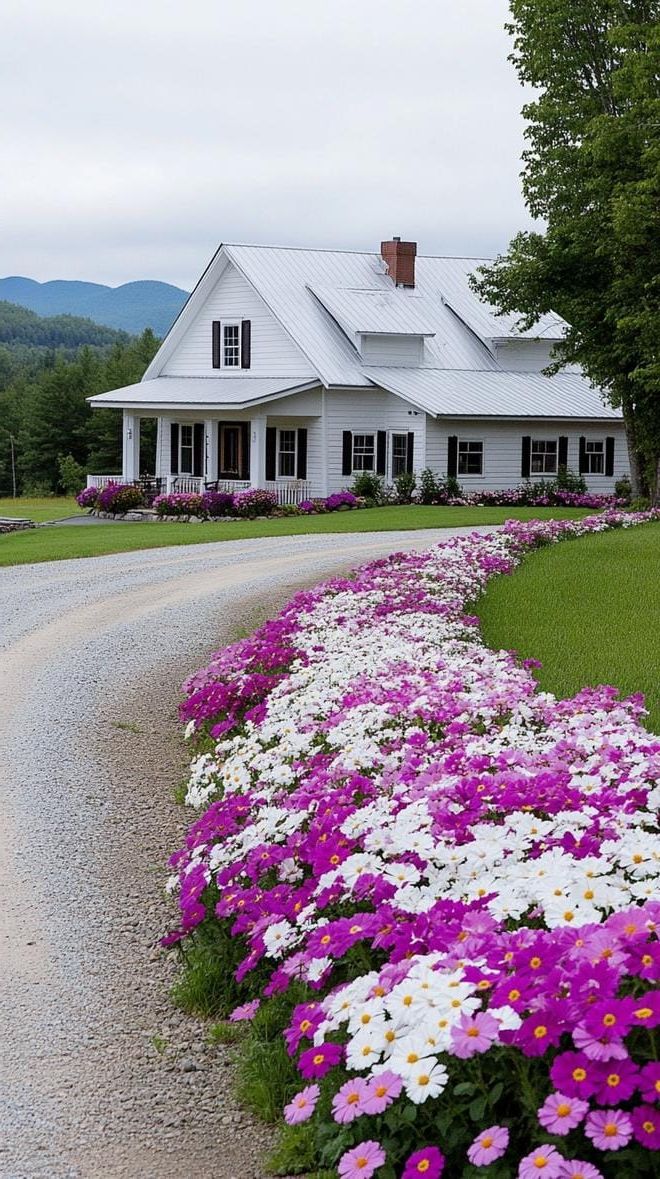 8. Flower Beds Along a Crushed Gravel Driveway