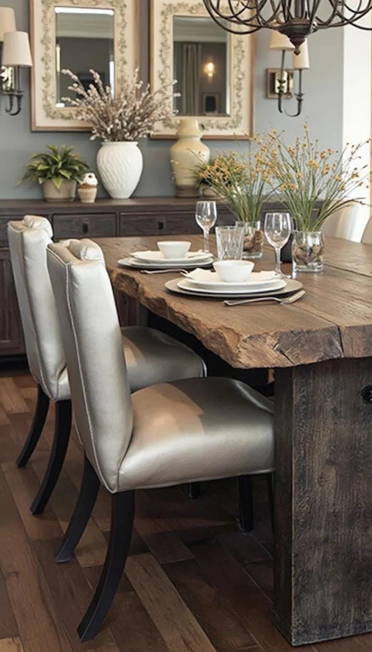 15. Rustic Tables With Leather Accent Chairs