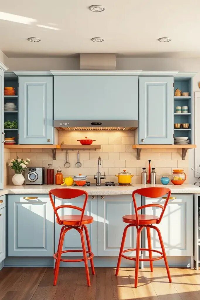 Soft Pastels Paired with Bold Accents