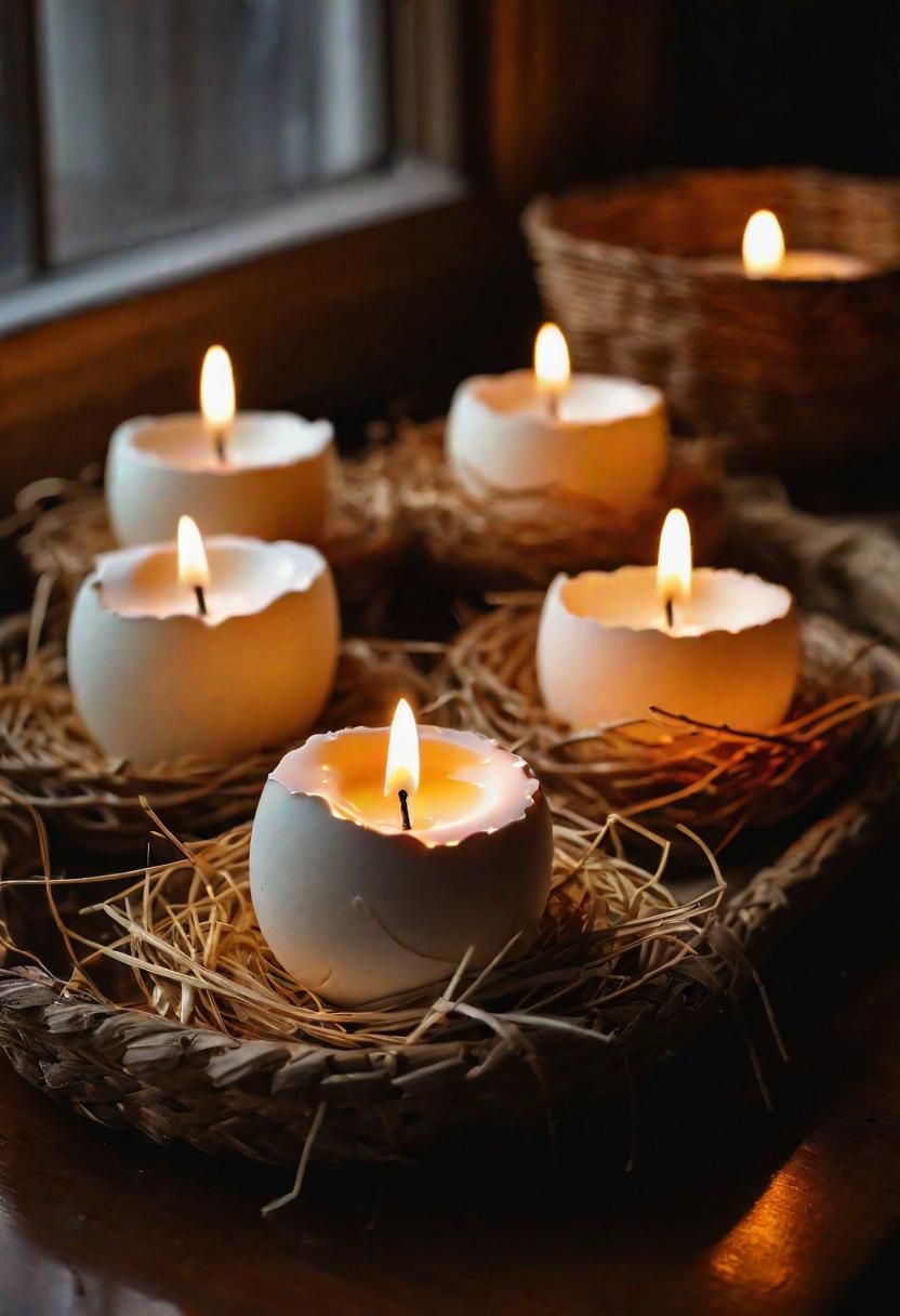 9. Eggshell Candle Holder Ideas