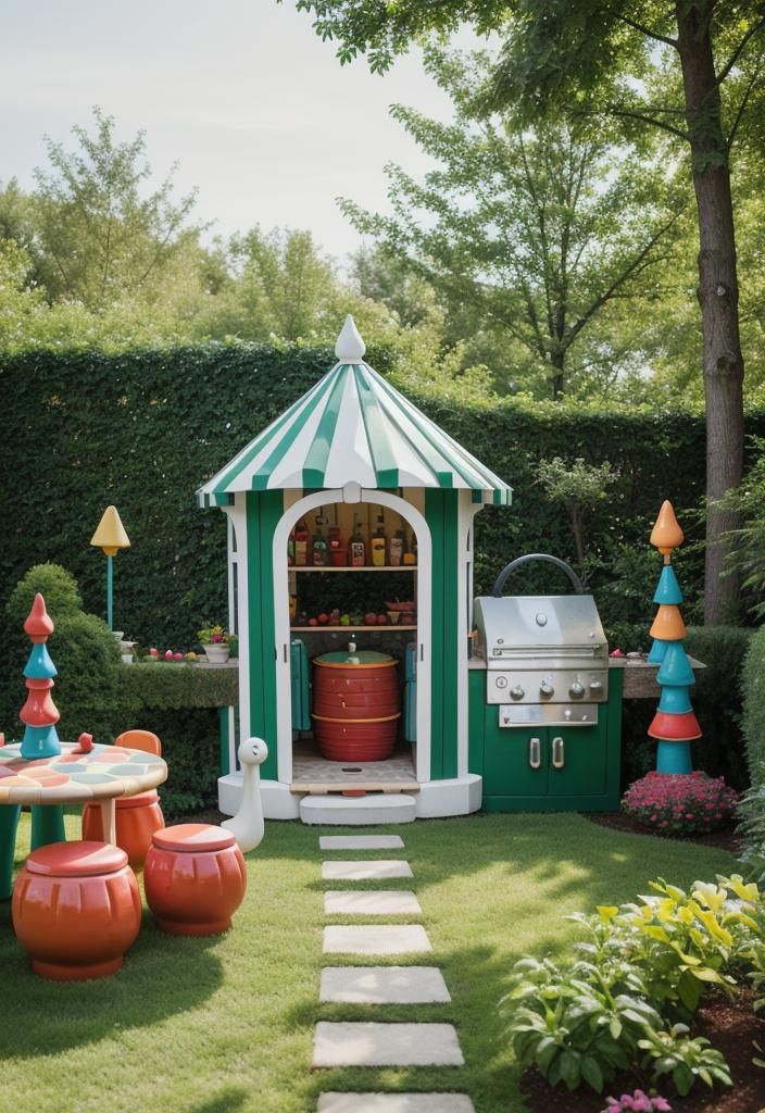 22. A Whimsical Outdoor Kitchen Wonderland