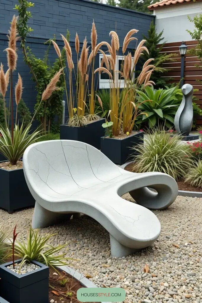 Concrete Benches as Garden Focal Points