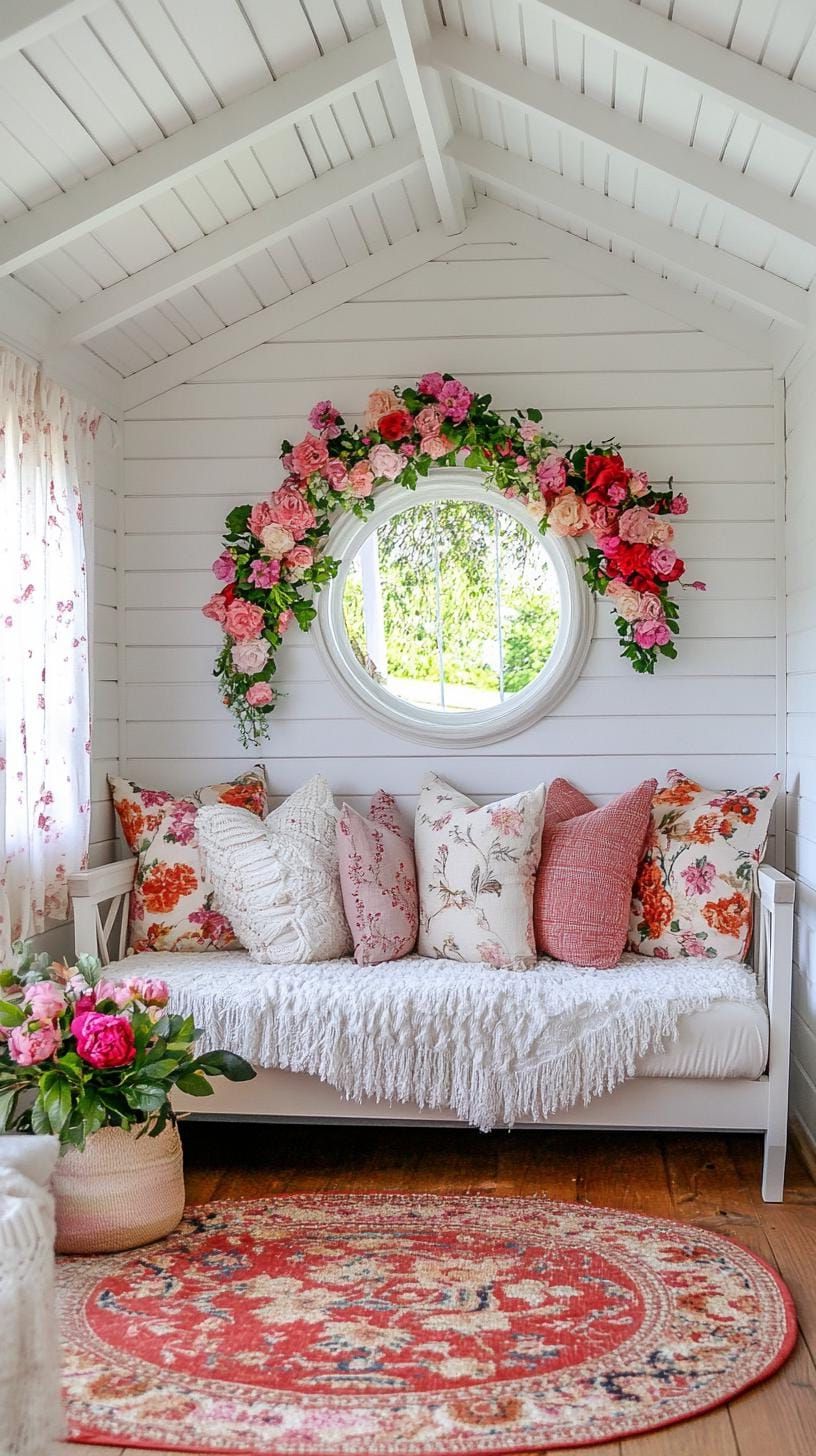 11. She Shed with Floral Wallpaper and Comfy Daybed - photo 3