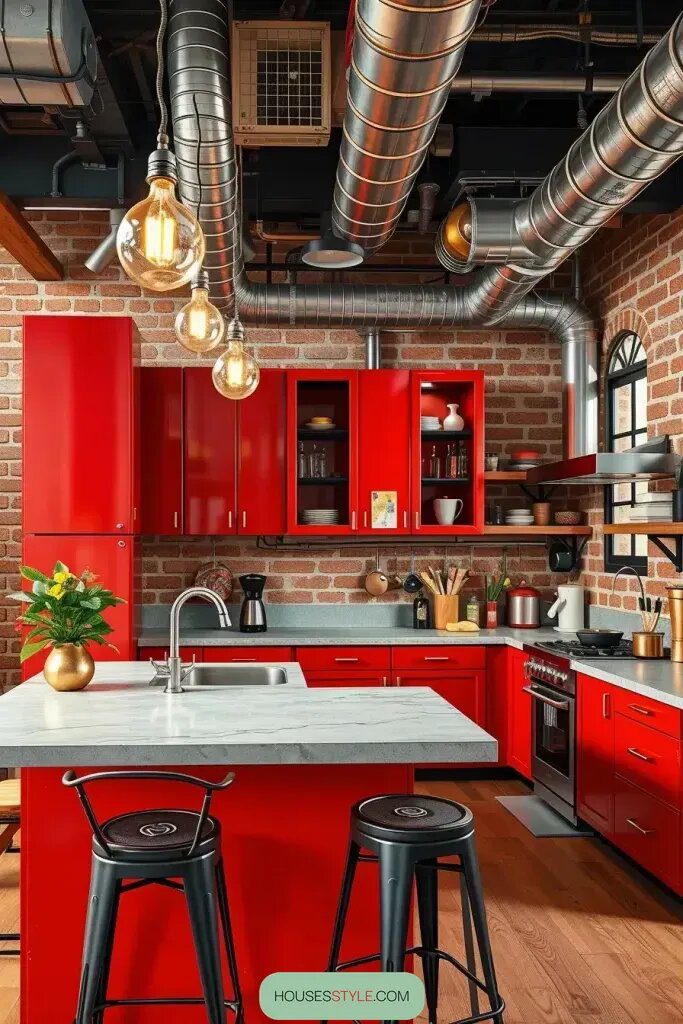 Rusty Red Metal Cabinets for Industrial Kitchens
