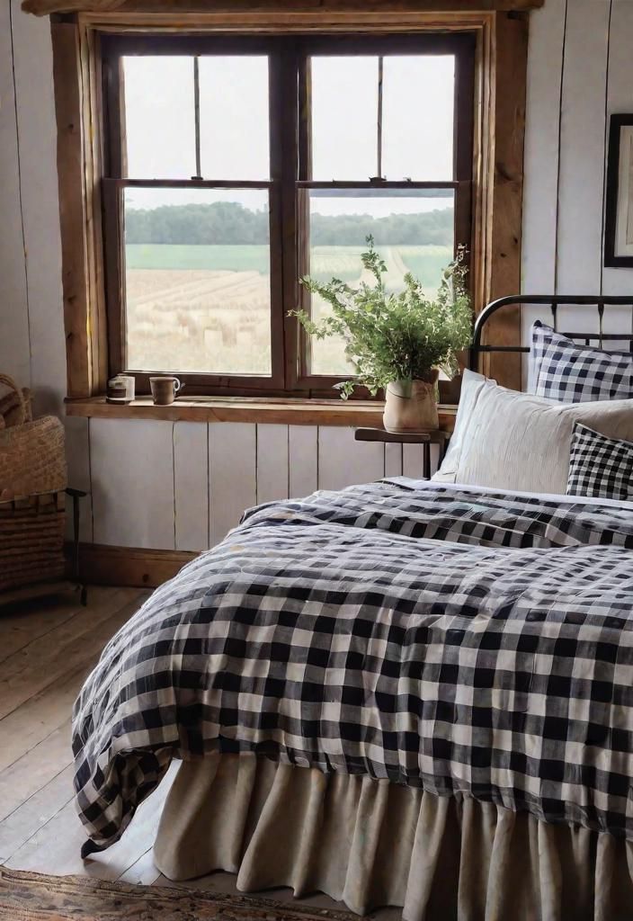 26. Windowpane Check Bedding Ideas