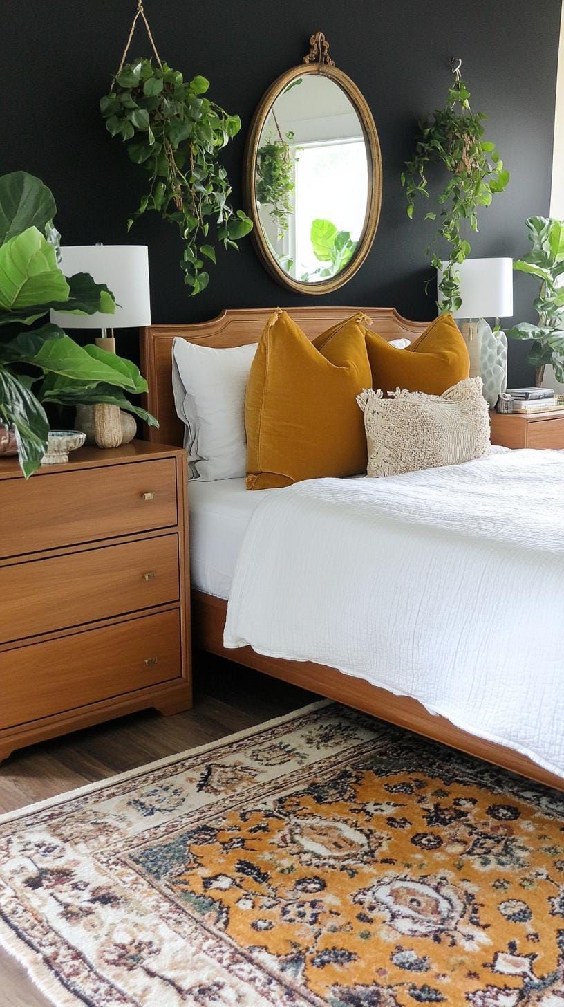 20. Black Walls With Earthy Plants And Warm Light - photo 2