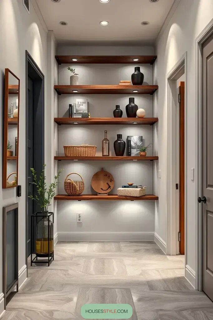Open Shelving As Stylish Hallway Storage