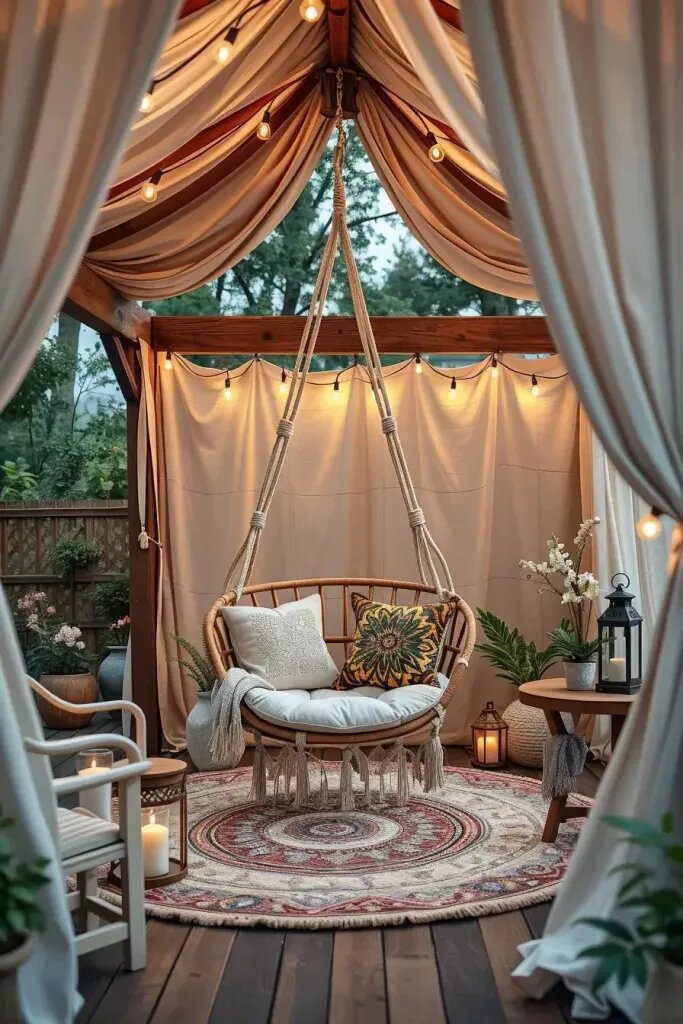 Hammocks and Swing Chairs for Gazebo Relaxation