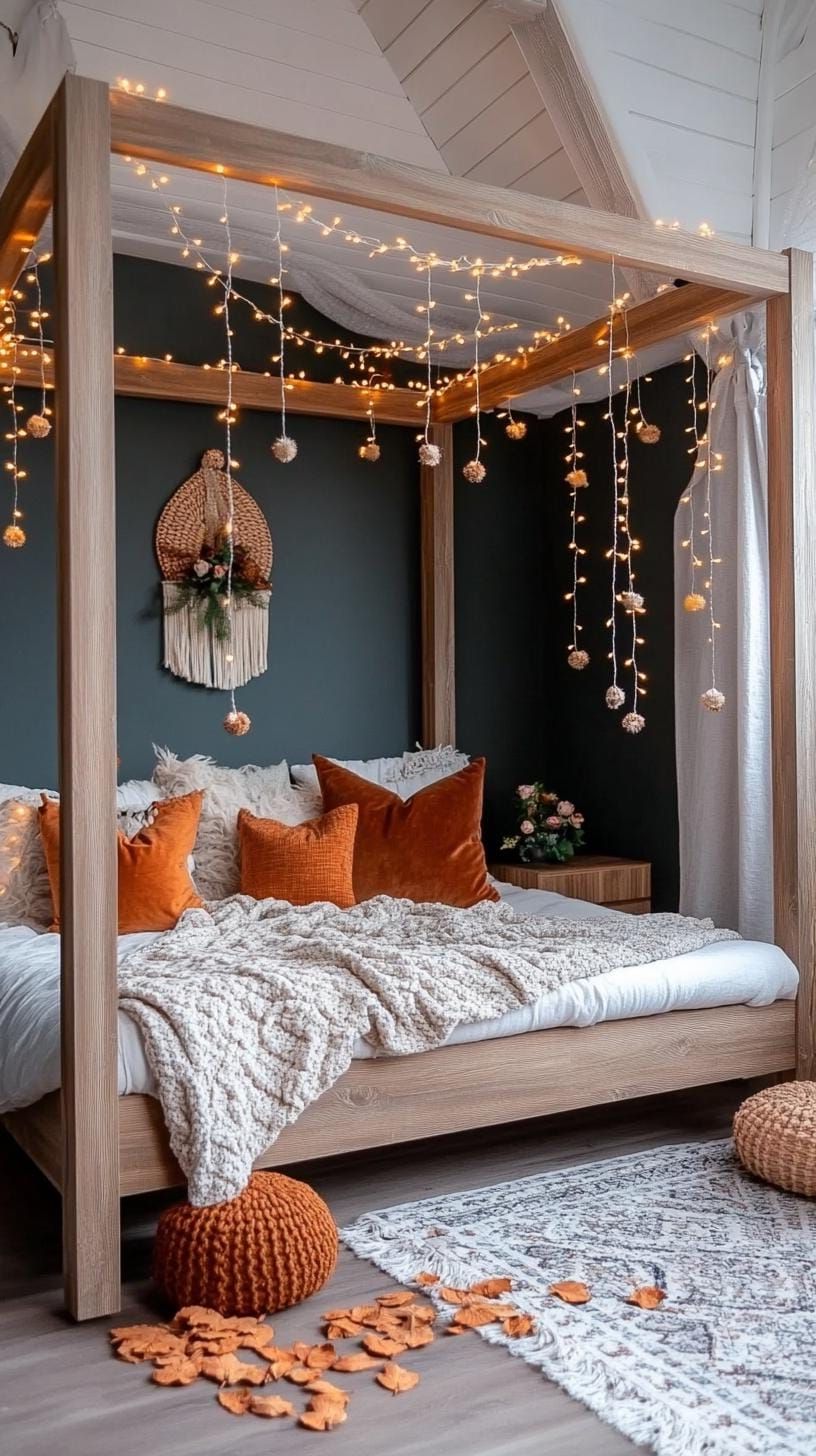 15. Fairy Lights For A Soft Canopy Bed Glow - photo 3