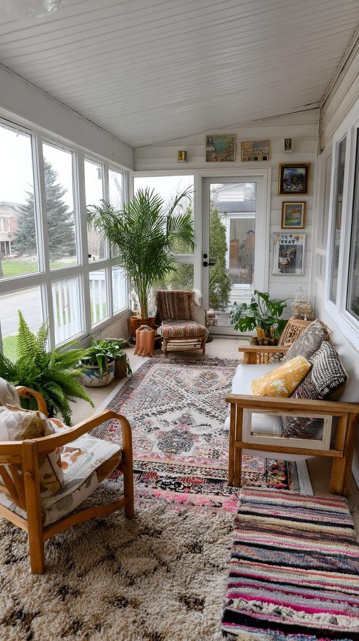 24. Layered Rugs and Vintage Art on a Porch - photo 3