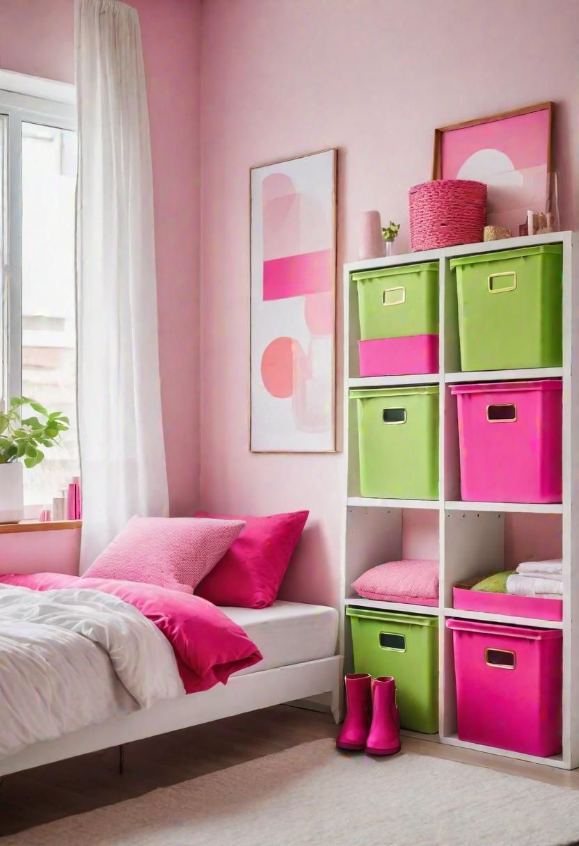49. Pink & Lime Storage Bin Ideas