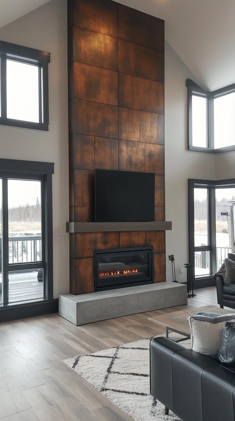 10. Statement fireplace in metal cladding with floating hearth - photo 3
