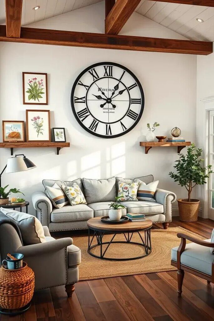39. Add Oversized Clocks And Wall Art