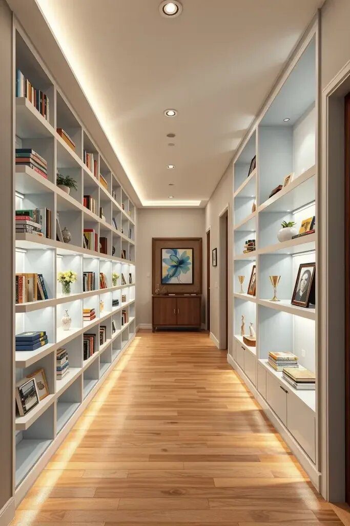 Built-In Bookshelf Ideas for Hallway Nooks