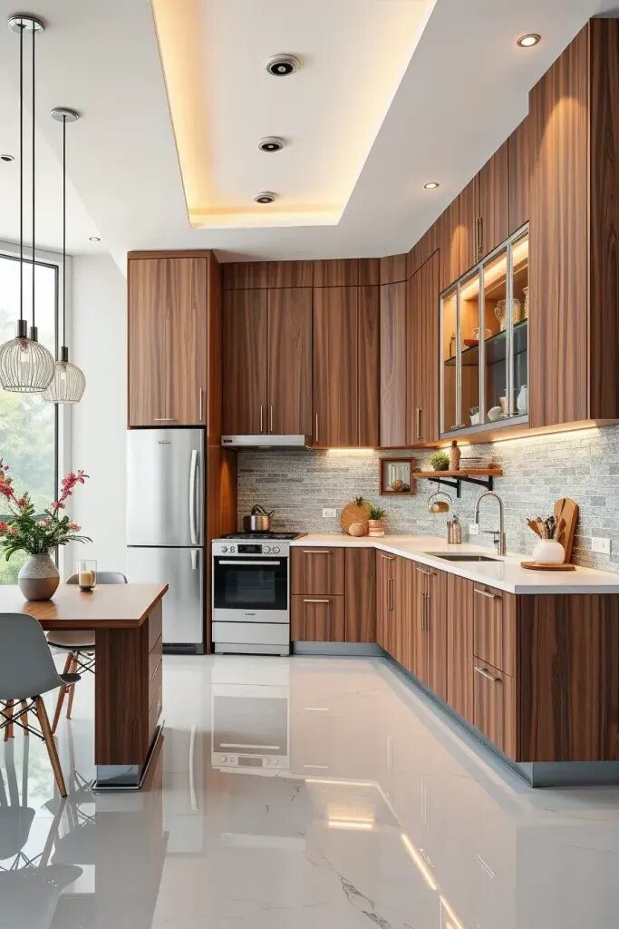 Floating Wood Cabinets for a Modern Kitchen
