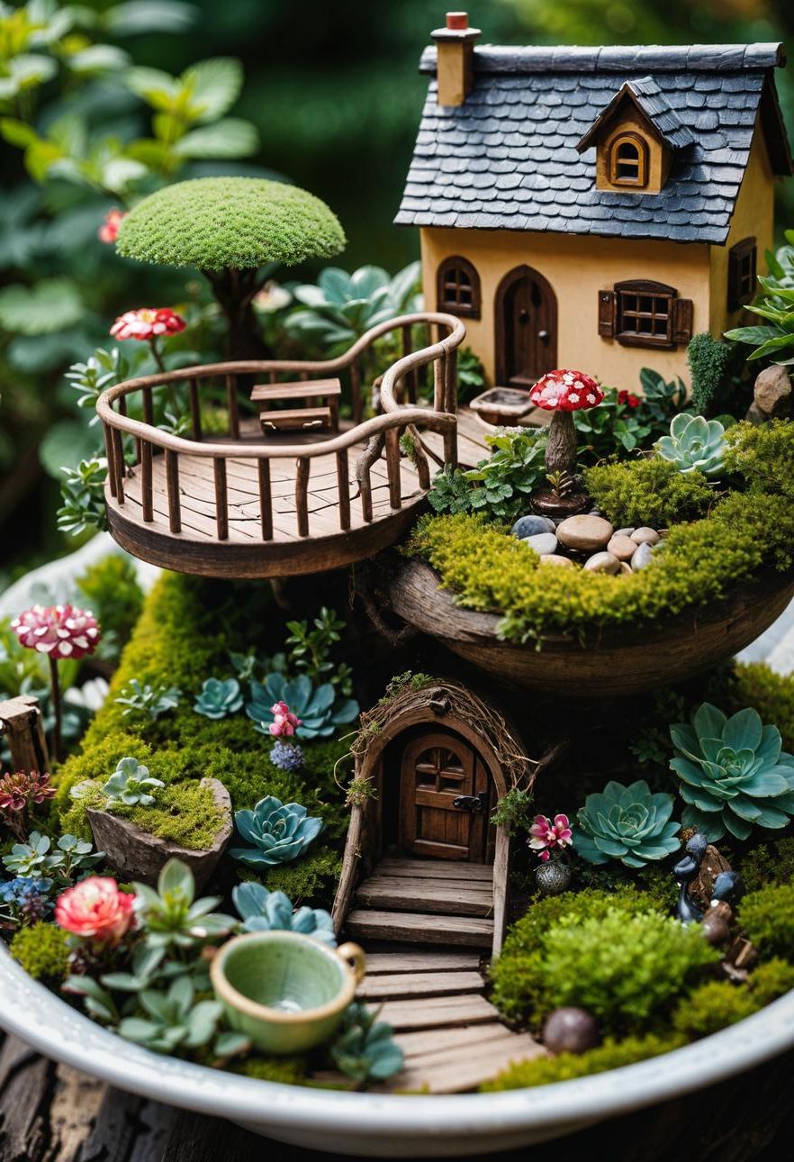 1. Whimsical Teacup Fairy Gardens