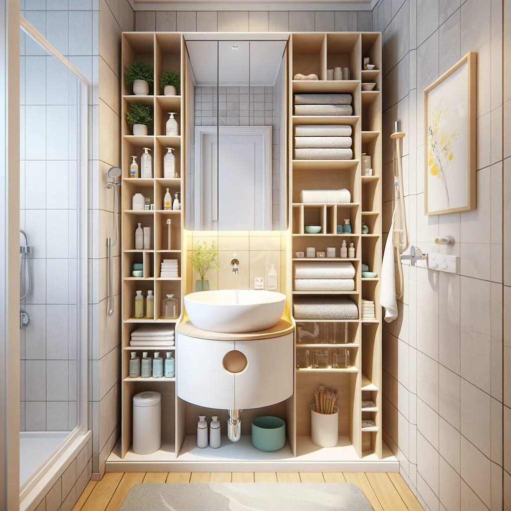 19. Streamlined Storage for Small Bathrooms